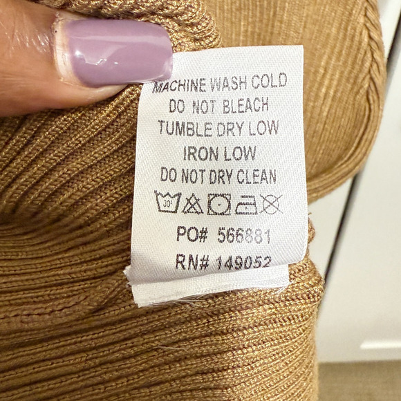 NWT Fashion Nova Tamara Camel Ribbed Knit Sweater Maxi Bodycon Dress Size L - Picture 11 of 12